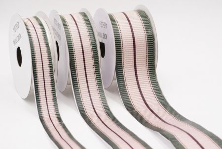 Бежева та зелена смугаста тканинна стрічка набір_AI